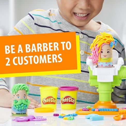 Play-Doh Buzz 'n Cut Fuzzy Pumper Barber Shop Set, Electric Buzzer, 5 Colors of 2-Ounce Cans, Preschool Toys, Christmas Gifts Girls & Boys, Ages 3+ (Amazon Exclusive) in Kuwait
