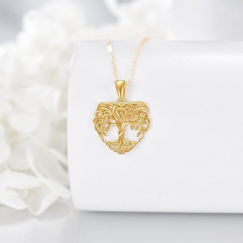 14k Tree of Life Necklace for Women 14k Yellow Gold Family Tree of Life Pendant in Saudi Arabia