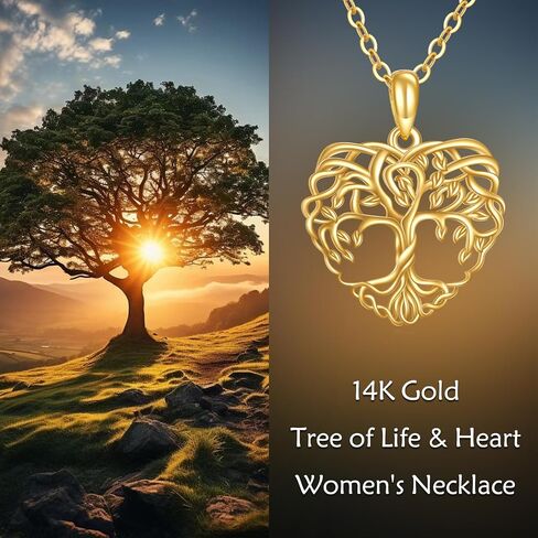 14k Tree of Life Necklace for Women 14k Yellow Gold Family Tree of Life Pendant in Saudi Arabia