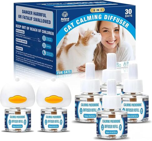 Pheromones التهدئة Cat Diffuser: 3-in-1 Kit Cat Reputing Pheromone Diffuser to to to to to to to to expliens (1 × 2 × 48 مل) للراحة يقلل من قلق الإجهاد ، والفوومون المريح منذ فترة طويلة ل Pet Cat (3in1) in Kuwait