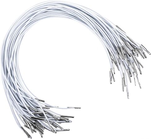 50 pcs cords مرنة مع نهايات معدنية 11.81 "قبعة الحفلات سلسلة التمديد Round Thread String Strap Strap Stretge Crafts Fastener Band مع نهايات معدنية لتصنيع القناع ملزمة معلقة DIY in Kuwait