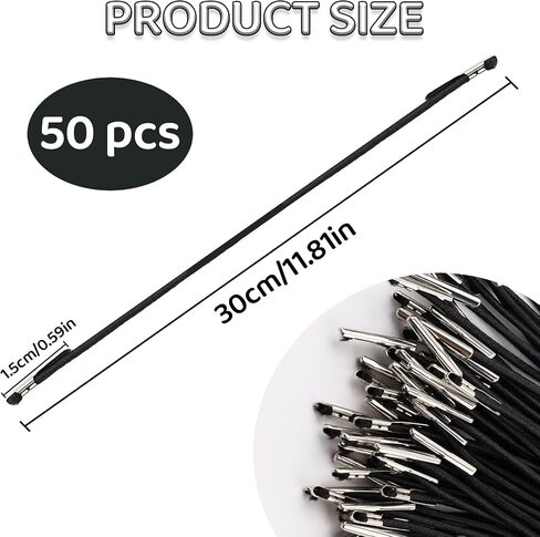 50pcs الحبال المرنة مع نهايات معدنية - 11.8 بوصة سلسلة سلسلة موسع - حبل ناعم جولة تمتد للقناع حبل القناع ، حرفة DIY ، ملزمة للكتاب ، معلقة الحفلات ، القوائم in Saudi Arabia