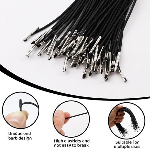 50pcs الحبال المرنة مع نهايات معدنية - 11.8 بوصة سلسلة سلسلة موسع - حبل ناعم جولة تمتد للقناع حبل القناع ، حرفة DIY ، ملزمة للكتاب ، معلقة الحفلات ، القوائم in Saudi Arabia