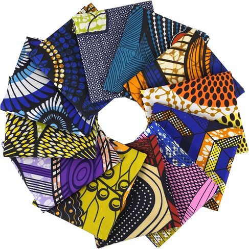 12pcs سمينة السمنة المربعات النسيج الأفريقي 19.5 × 15.7 بوصة Kente Cloth Ankara Wax Print Pretles for DIY Sewing Patchworkors in Saudi Arabia