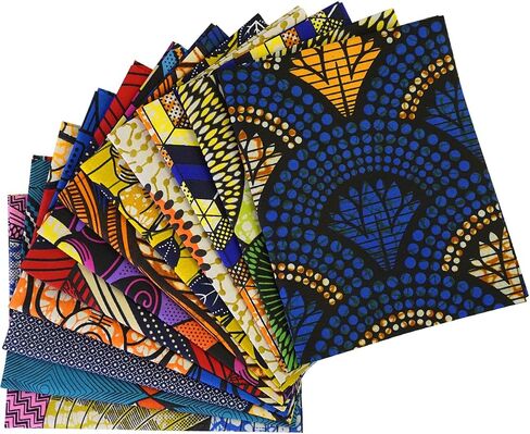 12pcs سمينة السمنة المربعات النسيج الأفريقي 19.5 × 15.7 بوصة Kente Cloth Ankara Wax Print Pretles for DIY Sewing Patchworkors in Saudi Arabia