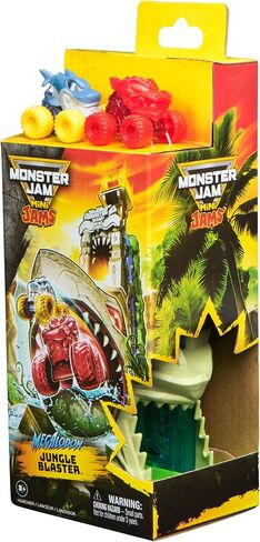 Monster Jam Mini Jams ، Megalodon Jungle Blaster Launcher Playet ، 2 شاحنات وحش ممولة حصرية وملحقات ، ألعاب للأطفال للبنين والبنات الذين تتراوح أعمارهم بين 3 وما فوق in Saudi Arabia
