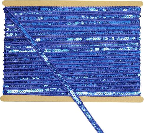 12mm Wide Royal Blue Sequin Trim Ribbon - 12 Yard Bling Craft Fabric for DIY Sewing, Costume Design, Party Decor in Saudi Arabia