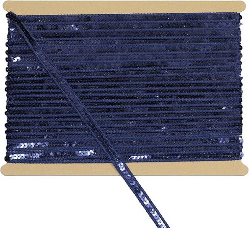 12mm Wide Royal Blue Sequin Trim Ribbon - 12 Yard Bling Craft Fabric for DIY Sewing, Costume Design, Party Decor in Saudi Arabia