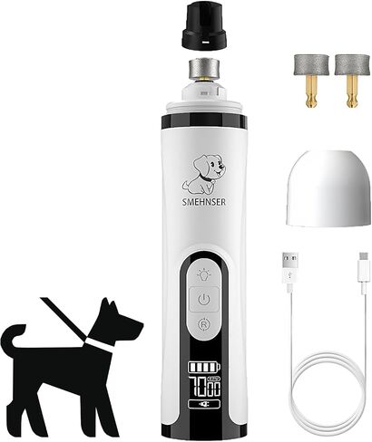 Upgraded Heusom Groom Pro Nail Grinder, Double LED Lights and 3-Speed Adjustment for Cats & Dogs with 2000mAh Large Battery, Suitable for Thick Nails (1+1 Replacement Head) in Saudi Arabia