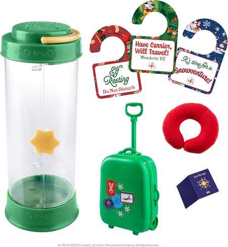The Elf on the Shelf Scout Carrier Carrier Limited 20th Anniversary Edition Kit - شركة See -Thru Scout Carrier وملحقات Scout Elf غير مدرجة in Saudi Arabia