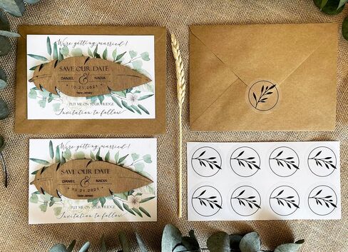 Pack of 15 Wooden Save the Dates for Weddings Magnets, Wooden Save the Date Magnet with Backing Cards and Envelopes in Saudi Arabia