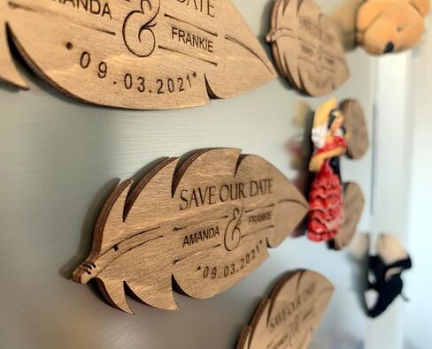 Pack of 15 Wooden Save the Dates for Weddings Magnets, Wooden Save the Date Magnet with Backing Cards and Envelopes in Saudi Arabia