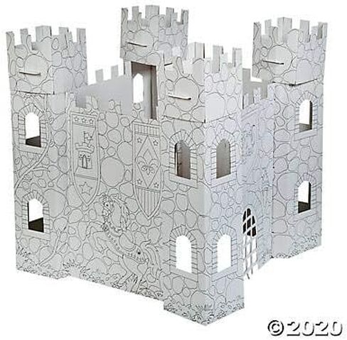 Fun Express Cardboard Castle Playhouse - Folds for Easy Storage - Color Your Own Toy for Kids Creativity and Play in Saudi Arabia