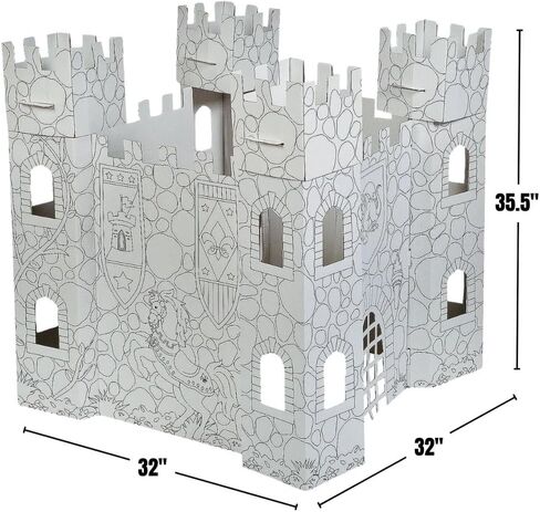Fun Express Cardboard Castle Playhouse - Folds for Easy Storage - Color Your Own Toy for Kids Creativity and Play in Saudi Arabia