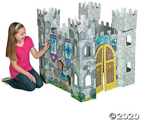 Fun Express Cardboard Castle Playhouse - Folds for Easy Storage - Color Your Own Toy for Kids Creativity and Play in Saudi Arabia