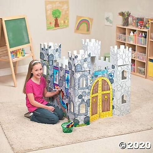 Fun Express Cardboard Castle Playhouse - Folds for Easy Storage - Color Your Own Toy for Kids Creativity and Play in Saudi Arabia