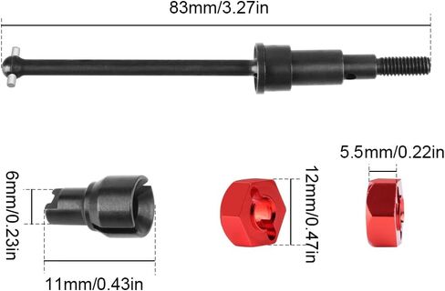 GLOBACT #45 Steel CVD Driveshaft Front Rear Drive Shafts Set for Arrma 1/18 Granite Grom 1/14 Typhon Grom Mega 380 1/18 RC Monster Truck Buggy Upgrade Replace ARA311198 (Black) in Saudi Arabia