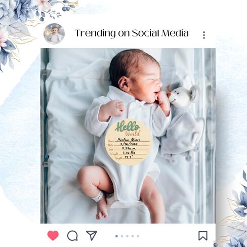 KEMINA BLANKETS Wooden Baby Announcement Sign for Newborn, Large 6 inch Hello World Newborn Name Sign for Hospital Birth Announcement, Newborn Photography Props for Boys and Girls in Saudi Arabia