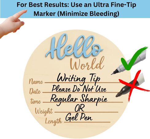 KEMINA BLANKETS Wooden Baby Announcement Sign for Newborn, Large 6 inch Hello World Newborn Name Sign for Hospital Birth Announcement, Newborn Photography Props for Boys and Girls in Kuwait