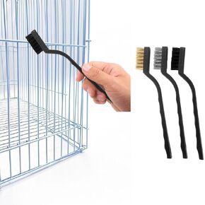 3PCS Bird Cage Cleaning Brush Set Copper,Nylon & StainlessSteel Brushes for ParrotCages,Kennels,Perches and More in Saudi Arabia
