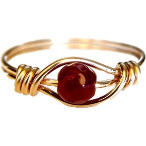 Ruby Gemstone Ring, 14K Gold Filled or Sterling Silver Wire-Wrapped Band, Ring for Man or Woman, July Birthstone Present, Stone Jewelry, Boho Style, Size 5 to 16 in Saudi Arabia
