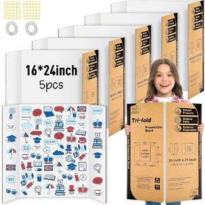 3 Pack Trifold Poster Board 24 X 16 Inch, IKAYAS White Poster Boards, Science Fair Display Boards Posterboard Foamboard for Mounting, Prints, Art, Display, Projects Classroom Supplies in Saudi Arabia