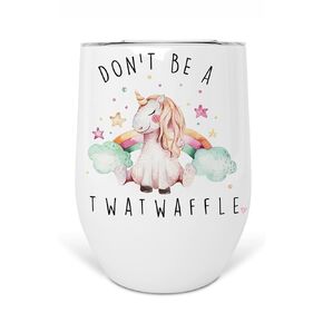 Don't Be A Twatwaffle Rainbow Unicorn 12 oz Stainless Steel Insulated Wine Tumbler With Lid in Saudi Arabia