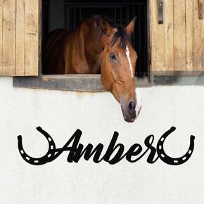 Custom Metal Horse Stall Name Plate with Horseshoe Horse Sign Decor Personalized Horse Name Sign Horse Ranch Barn Farm Door Signs Stable Decor Metal Wall Art in Saudi Arabia