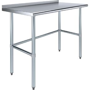 AmGood Stainless Steel Work Table Open Base with 1.5" Backsplash | Metal Kitchen Food Prep Table | NSF (72" Long x 18" Deep) in Saudi Arabia