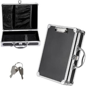 Metal Clipboard Storage Box with Key Lock and Handle, 12x9 Inch Aluminum Clipboard Case, Portable Small Briefcase with Binder, Heavy Duty Paper Organizer for Office Business Men, Letter Size in Saudi Arabia