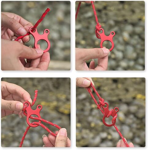 Guyline Tensioner Aluminium Alpoy 20pcs tent cord paracord 3 rope rope rope rope guy line line scond agbers for thet camping backking backpack activity (الذهب) in Kuwait