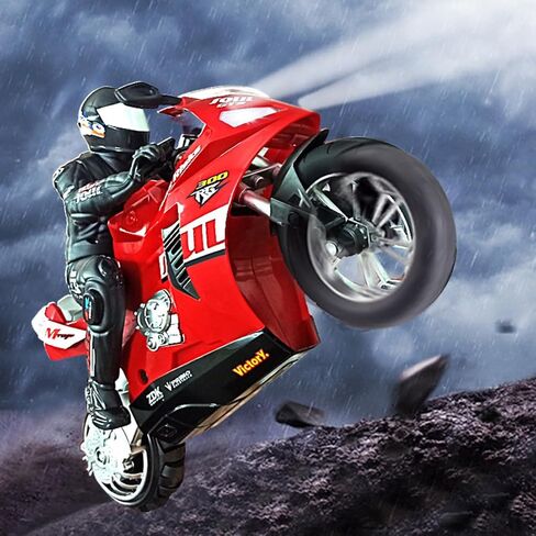 1/6 Scale Self-Balancing RC Motorcycle, Six-Axis Gyroscope,2.4GHz Dual Motor Remote Control Bike, Wheelie Stunt Model (RTR Version/Red) in Kuwait