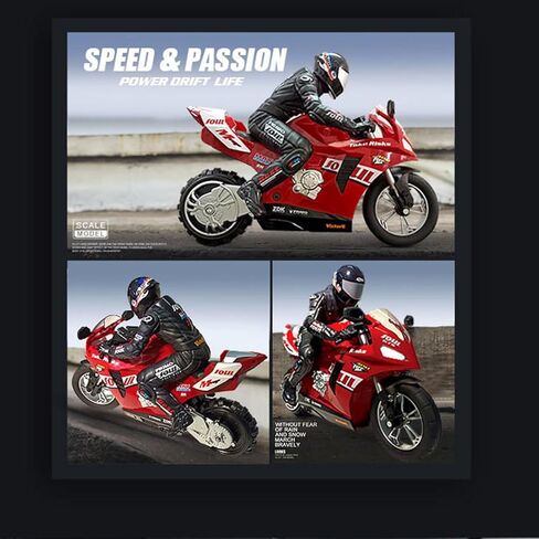 1/6 Scale Self-Balancing RC Motorcycle, Six-Axis Gyroscope,2.4GHz Dual Motor Remote Control Bike, Wheelie Stunt Model (RTR Version/Red) in Kuwait