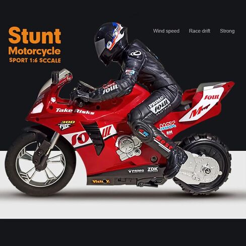 1/6 Scale Self-Balancing RC Motorcycle, Six-Axis Gyroscope,2.4GHz Dual Motor Remote Control Bike, Wheelie Stunt Model (RTR Version/Red) in Kuwait