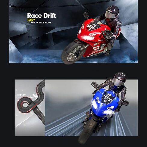 1/6 Scale Self-Balancing RC Motorcycle, Six-Axis Gyroscope,2.4GHz Dual Motor Remote Control Bike, Wheelie Stunt Model (RTR Version/Red) in Kuwait