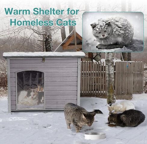 Indoor Outdoor Dog House,Anti-Chewing Iron Frame Dog Kennel,Wood Warm Pets Home,Weatherproof Outside Shelter for Feral Animal 33.5" (L) X 22" (W) X 25.2" (H) Grey in Kuwait