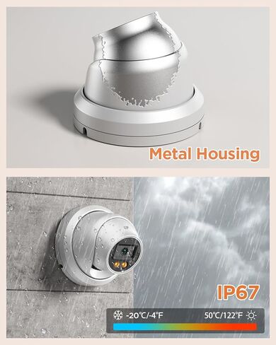 نظام كاميرا أمان 4K PoE، كاميرات برجية IP قبة 4X 8MP سلكية مع اكتشاف مركبة شخص AI للتسجيل المنزلي 24/7، ميكروفون مدمج، وصول عن بعد، 4K 8CH NVR 2TB HDD، PD94CA30408-8M in Kuwait