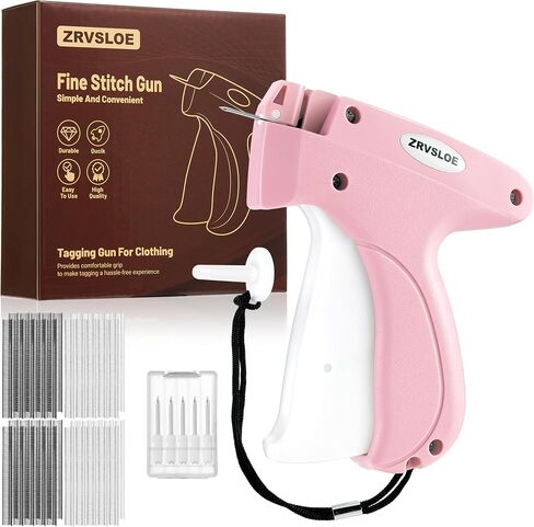 Stitch Gun for Clothes – Stitchy Tag Attacher Kit with 6 Needles & 4000 Fasteners (2000 Black + 2000 White), Clothing Price Tag Gun for Retail, Boutique & DIY (Pink/White) in Saudi Arabia
