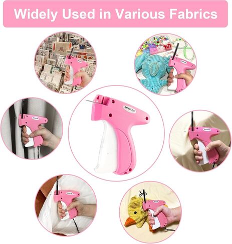 Stitch Gun for Clothes – Stitchy Tag Attacher Kit with 6 Needles & 4000 Fasteners (2000 Black + 2000 White), Clothing Price Tag Gun for Retail, Boutique & DIY (Pink/White) in Saudi Arabia