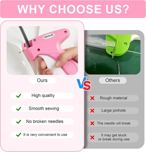 Stitch Gun for Clothes – Stitchy Tag Attacher Kit with 6 Needles & 4000 Fasteners (2000 Black + 2000 White), Clothing Price Tag Gun for Retail, Boutique & DIY (Pink/White) in Saudi Arabia