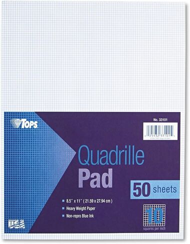 قمم 33101 منصات Quadrille ، 10 مربعات/بوصة ، 8 1/2 × 11 ، أبيض ، 50 ورقة in Saudi Arabia
