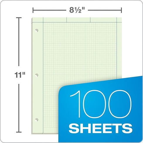 Ampad Evidence Engineering Pad, 100 Sheets, 5 Squares Per Inch, Green Tint, 11"H x 8 1/2"W, Sold as 6 Pack in Saudi Arabia