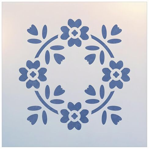 زهرة الزهور 1 قالب استنسل 6 "× 6" للجدران ، النسيج ، الأثاث ، الحرف الخشبية و DIY - تصميم الزهور الزهرية القابلة لإعادة الاستخدام لمشاريع الديكور والرسم في المنزل - الاستنسل الفني in Saudi Arabia