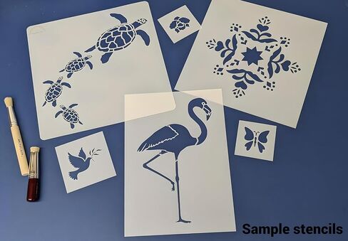 Cat Set stencil - 5 "x 2.5" ، 3 "× 3.75" ، 3 "× 3.5" ، و 4 "× 3.5" - مجموعة استنسل القط - 4 قوالب ظلية قطة وقطط رائعة للحرف اليدوية والرسم والأثاث - الاستنسل الفني in Saudi Arabia