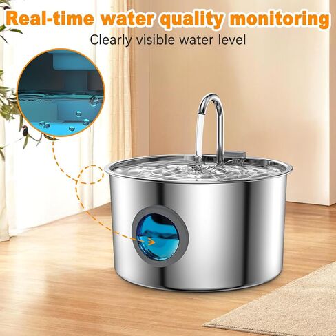 New Upgraded Wireless Cat Water Fountain, 3.2L Stainless Steel Automatic Pet Water Dispenser with 12 Filters, Ultra-Quiet Pump, Advanced Filtration for Cats & Small Dogs in Saudi Arabia