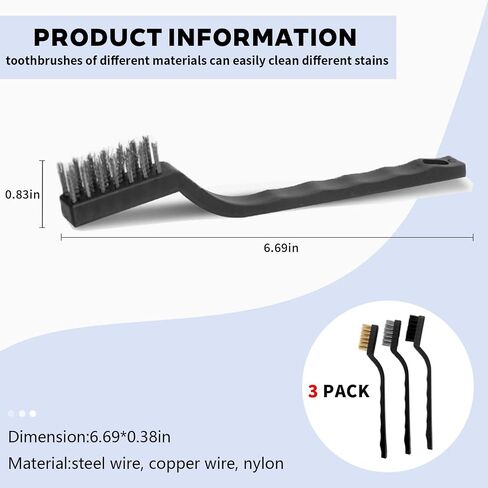 3PCS Bird Cage Cleaning Brush Set Copper,Nylon & StainlessSteel Brushes for ParrotCages,Kennels,Perches and More in Saudi Arabia