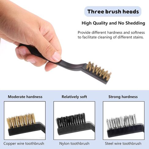 3PCS Bird Cage Cleaning Brush Set Copper,Nylon & StainlessSteel Brushes for ParrotCages,Kennels,Perches and More in Saudi Arabia