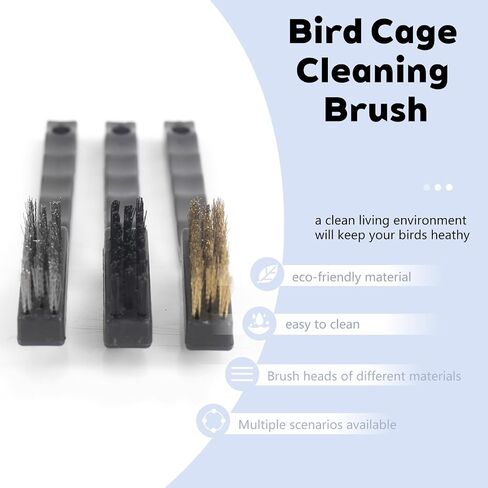 3PCS Bird Cage Cleaning Brush Set Copper,Nylon & StainlessSteel Brushes for ParrotCages,Kennels,Perches and More in Saudi Arabia