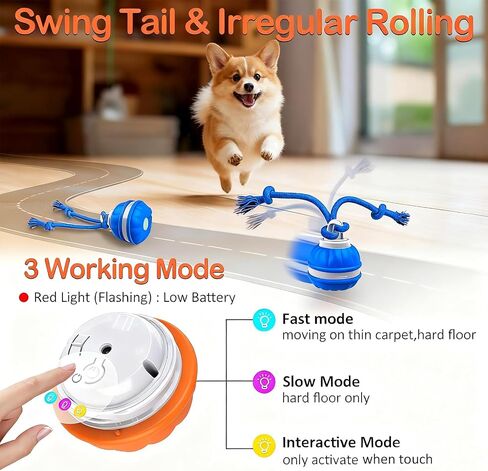 Interactive Dog Toys，Peppy Pet Ball for Dogs，Motion Activate Rolling Ball for Puppy/Medium Dogs，Active Rolling Dog Bal l Wicked Bal l for Daily Training, Dog Toys to Keep Them Busy (Orange) in Saudi Arabia