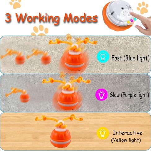Interactive Dog Toys，Peppy Pet Ball for Dogs，Motion Activate Rolling Ball for Puppy/Medium Dogs，Active Rolling Dog Bal l Wicked Bal l for Daily Training, Dog Toys to Keep Them Busy (Orange) in Saudi Arabia